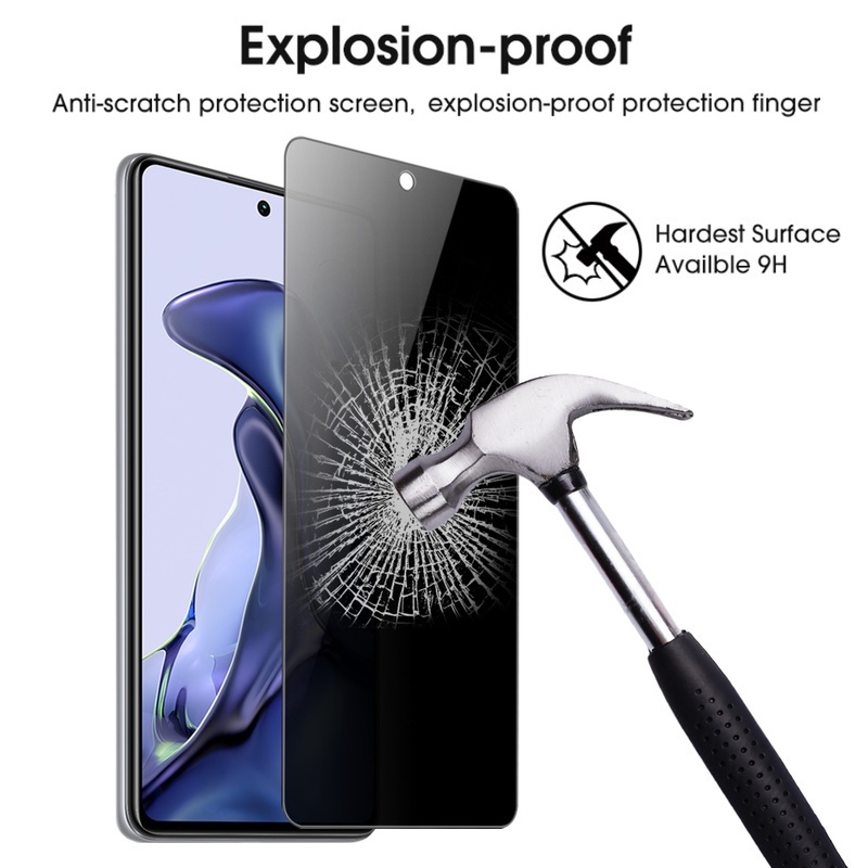 Pelindung Layar Tempered Glass Anti Spy Tahan Gores Untuk Xiaomi 11T / 11T Pro / 11 Lite