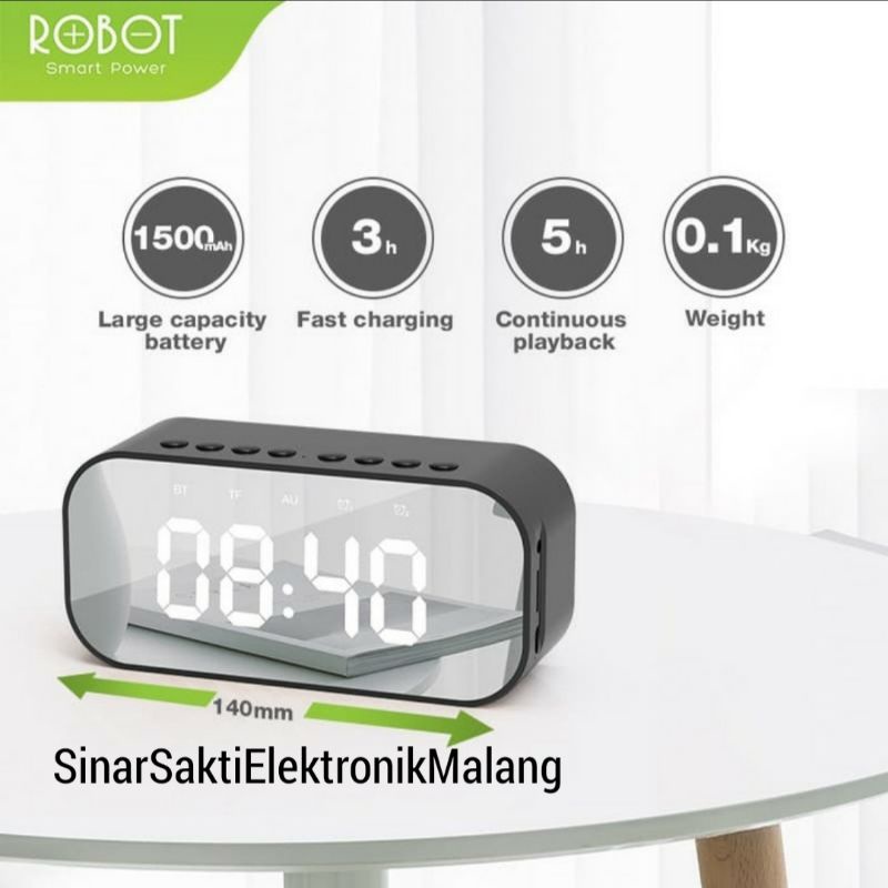 Robot Jam Meja Digital + Speaker Bluetooth Weker Hias Alarm Clock Super Bass Suara Jernih