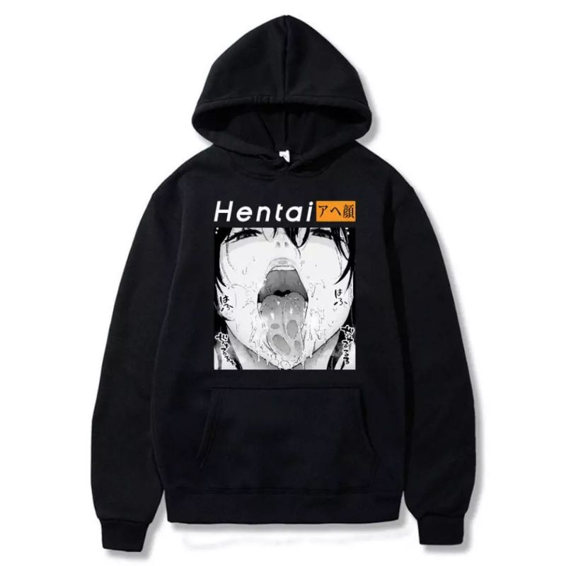 Hoodie Sweater Jaket Anime Ahegao  kartun Pria wanita Atasan kekinian Pakaian Estetik Keren