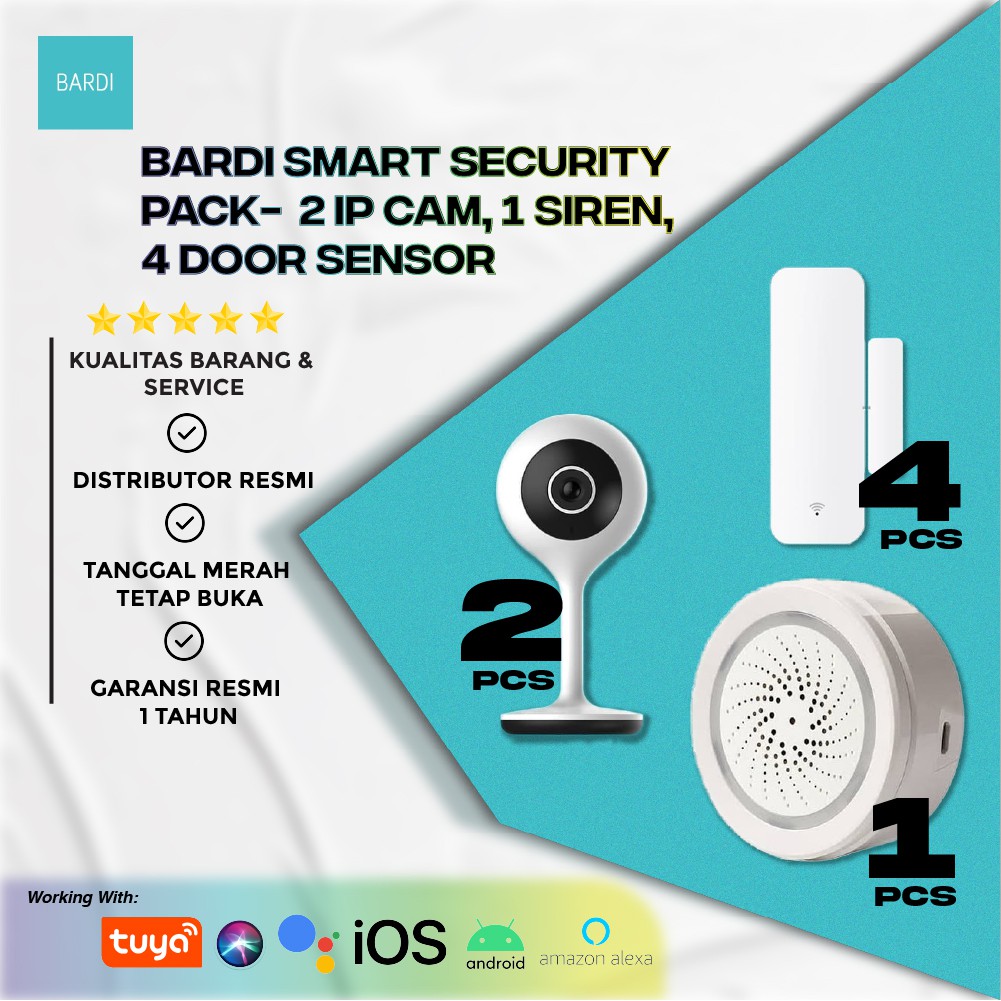 Bardi Smart Security Pack Bundle IP Cam, Alarm, Door &amp; Window Sensor