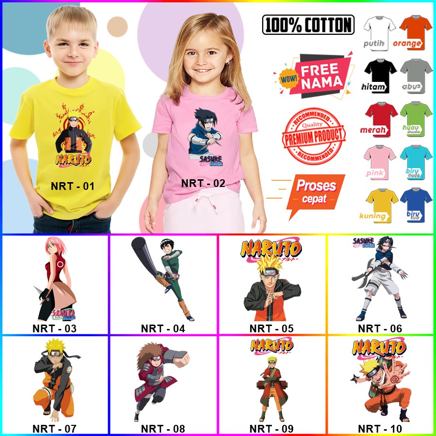 Baju Kaos ANAK DAN DEWASA NARUTO COUPLE (FREE NAMA) 51 - 100