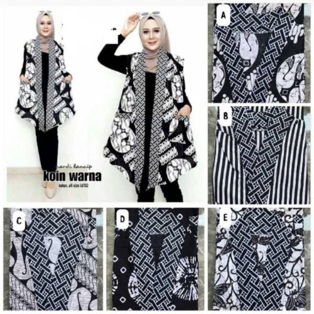 Cardi lancip koin warna batik modern