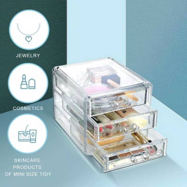 Akrilik Miniso Official Drawer three layer jewelry storage Akrilik Miniso Official Drawer three layer jewelry storage