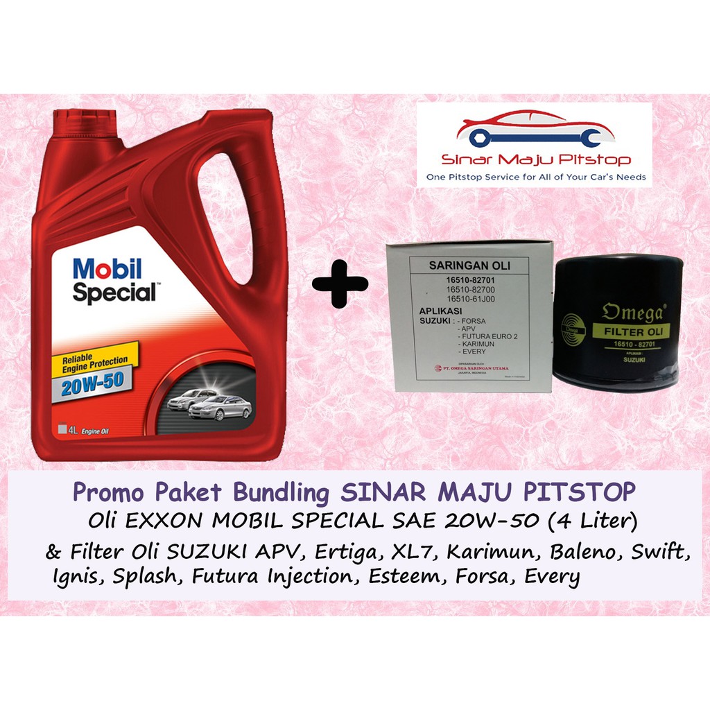 Paket Bundling Oli EXXON MOBIL SPECIAL 20W-50 4 LITER & Filter Oli SUZUKI APV & ERTIGA & BALENO