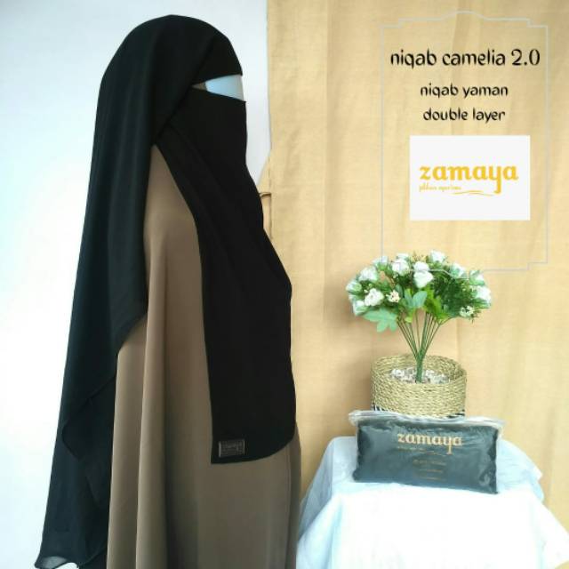 Zamaya niqab sifon arabeschi niqob poni bandana yaman kancing  camelia lily tulip jasmine