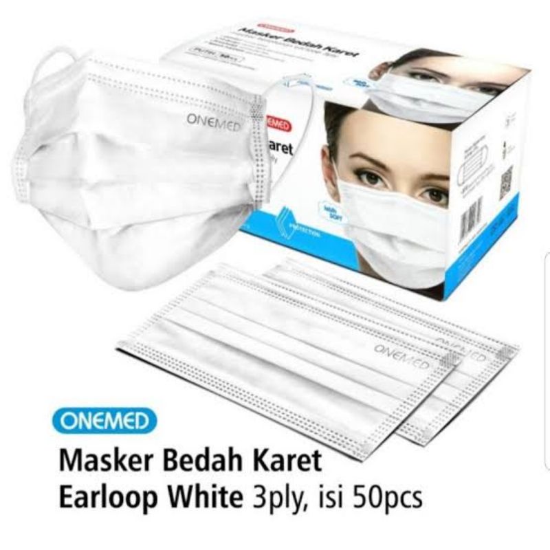 Jual Masker Bedah Karet Earloop ONEMED Putih 3 Ply isi 50 pcs Indonesia ...