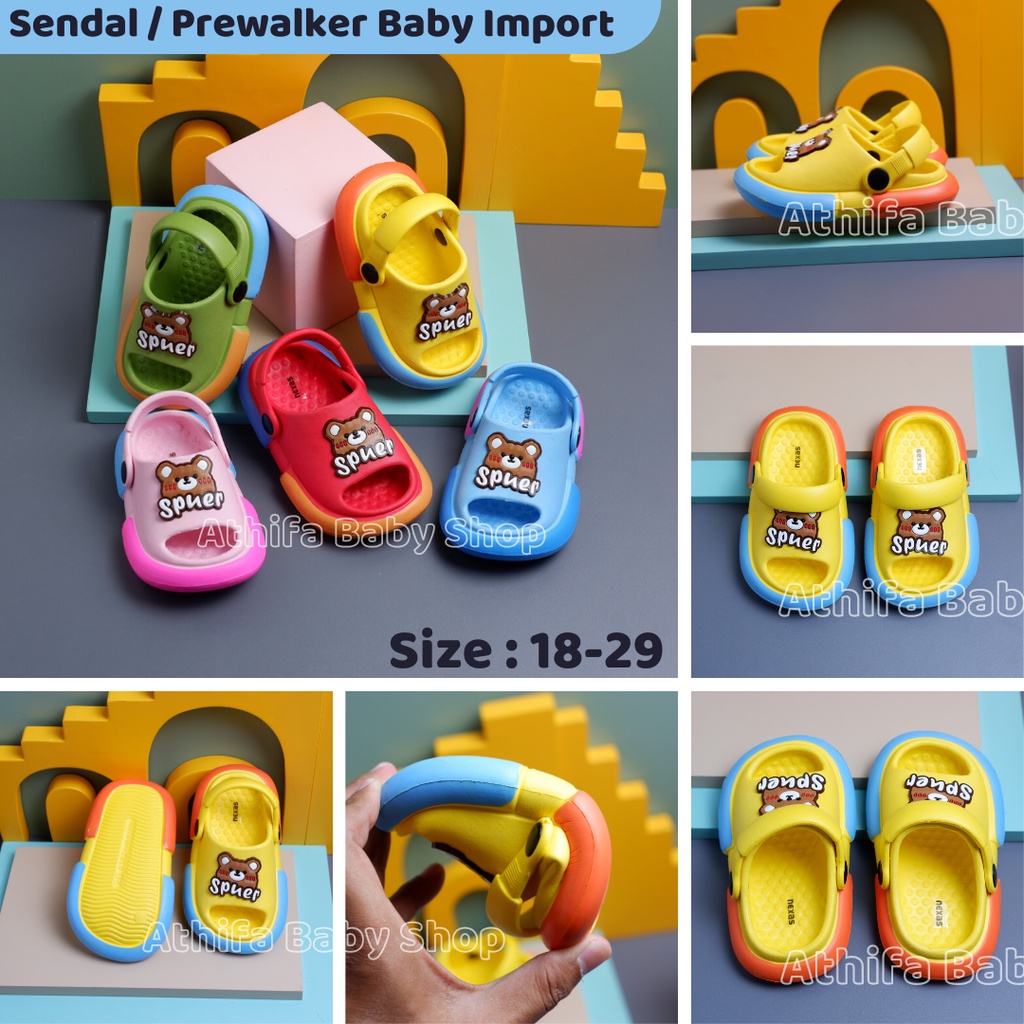 Sepatu Sandal Anak Perempuan Bayi Laki-laki Balita Usia 6 7 8 9 10 11 Bulan 1 2 3 Tahun Sendal Prewalker Baim / Gunung Karet Karakter Spon Ringan Import -0382-