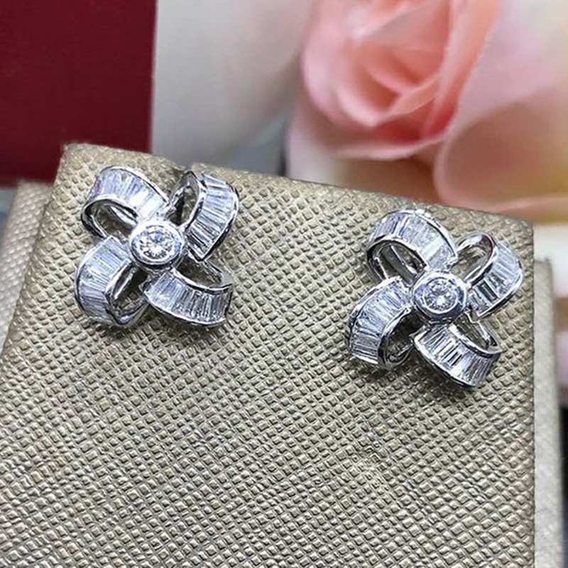 Anting Stud Kristal Cubic Zirconia Bentuk Kincir Angin Untuk Wanita