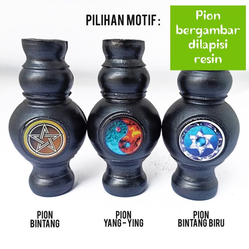 Pion sangkar burung kotak - pion bergambar lapis resin