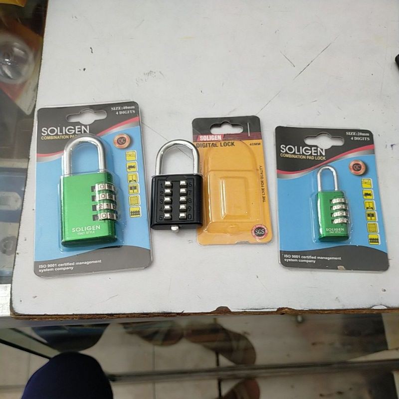 Gembok nomor. combination padlock. Soligen kunci gembok nomor