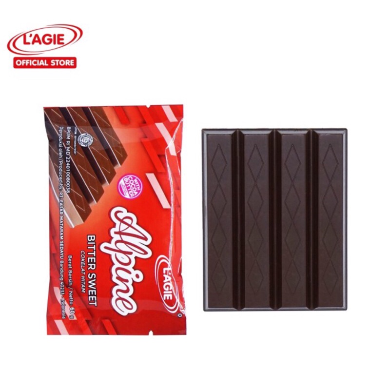 Lagie Alpine Bitter Sweet Cokelat Hitam Coklat Batang 60gr