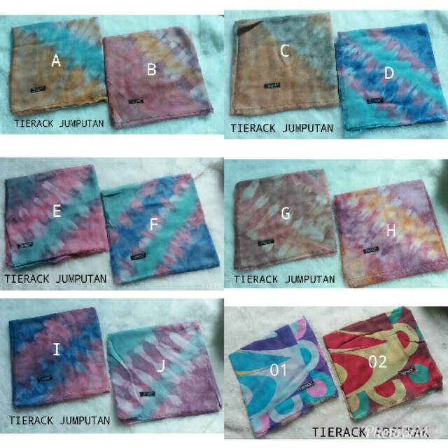 Segiempat rawis tierack motif jumputan dan tierack motif abstrak / abstrack