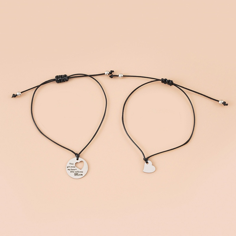 Siy 2pcs Cutout Heart Kalung/Gelang Stainless Steel Yang Sesuai Dengan Cinta Kalung Gelang Set Hadiah Hari Ibu