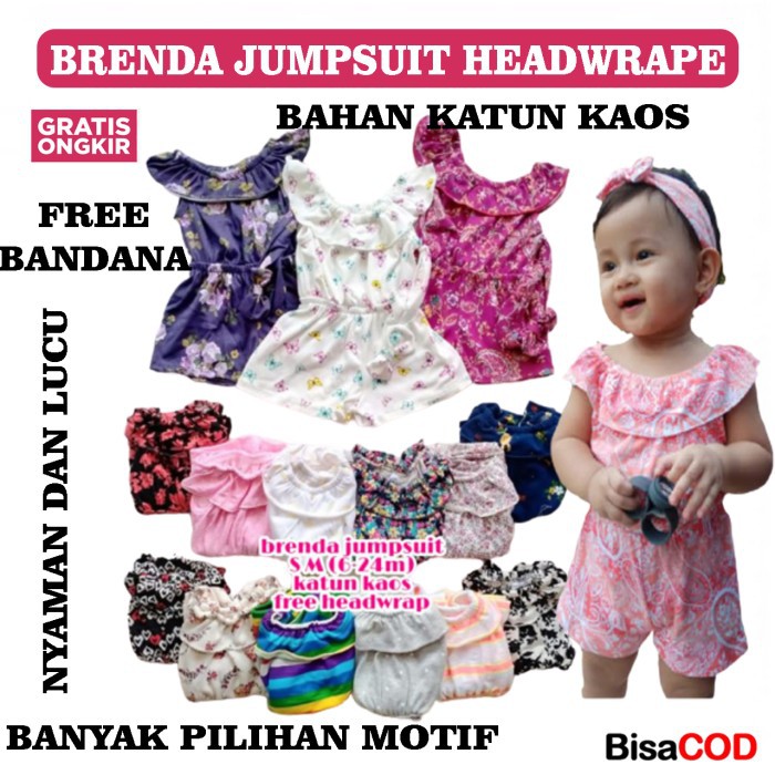 BRENDA JUMPSUIT HEADWRAPE BABY /JUMPSUIT ANAK PEREMPUAN / JUMPSUIT ANAK LUCU / BAJU ANAK