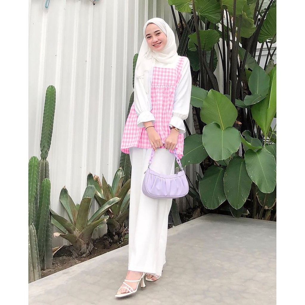 Andra Blouse Atasan Blus Muslim Mix Katun Kotak Fashion Wanita Terlaris