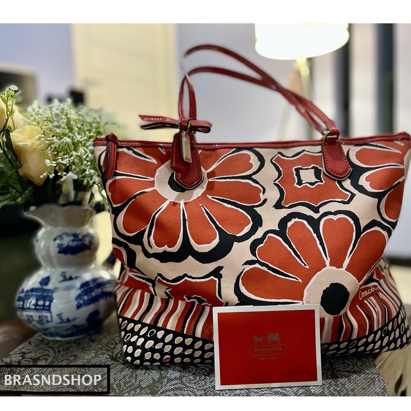 Coach Poppy Floral Scarf Printed Tote Bag