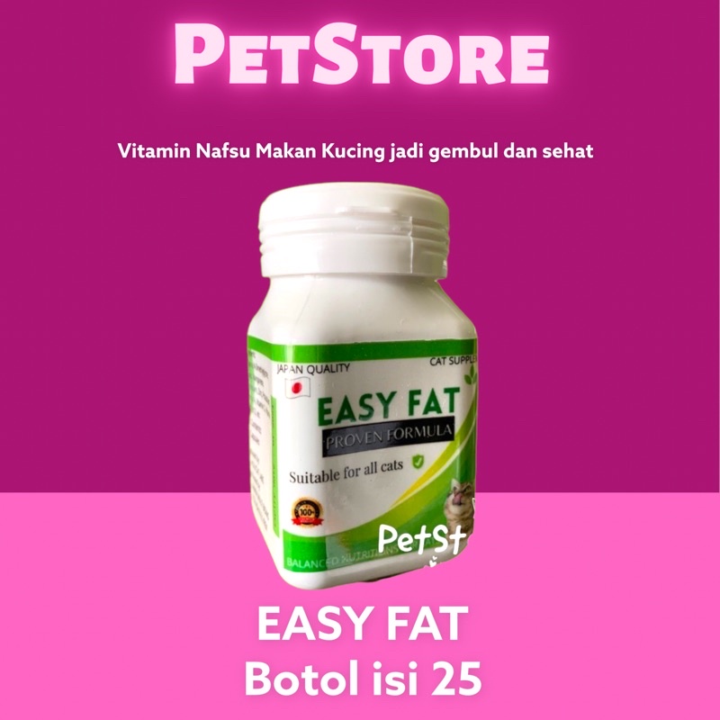 Vitamin Penggemuk Kucing EASY FAT BOTOL isi 25 Kapsul