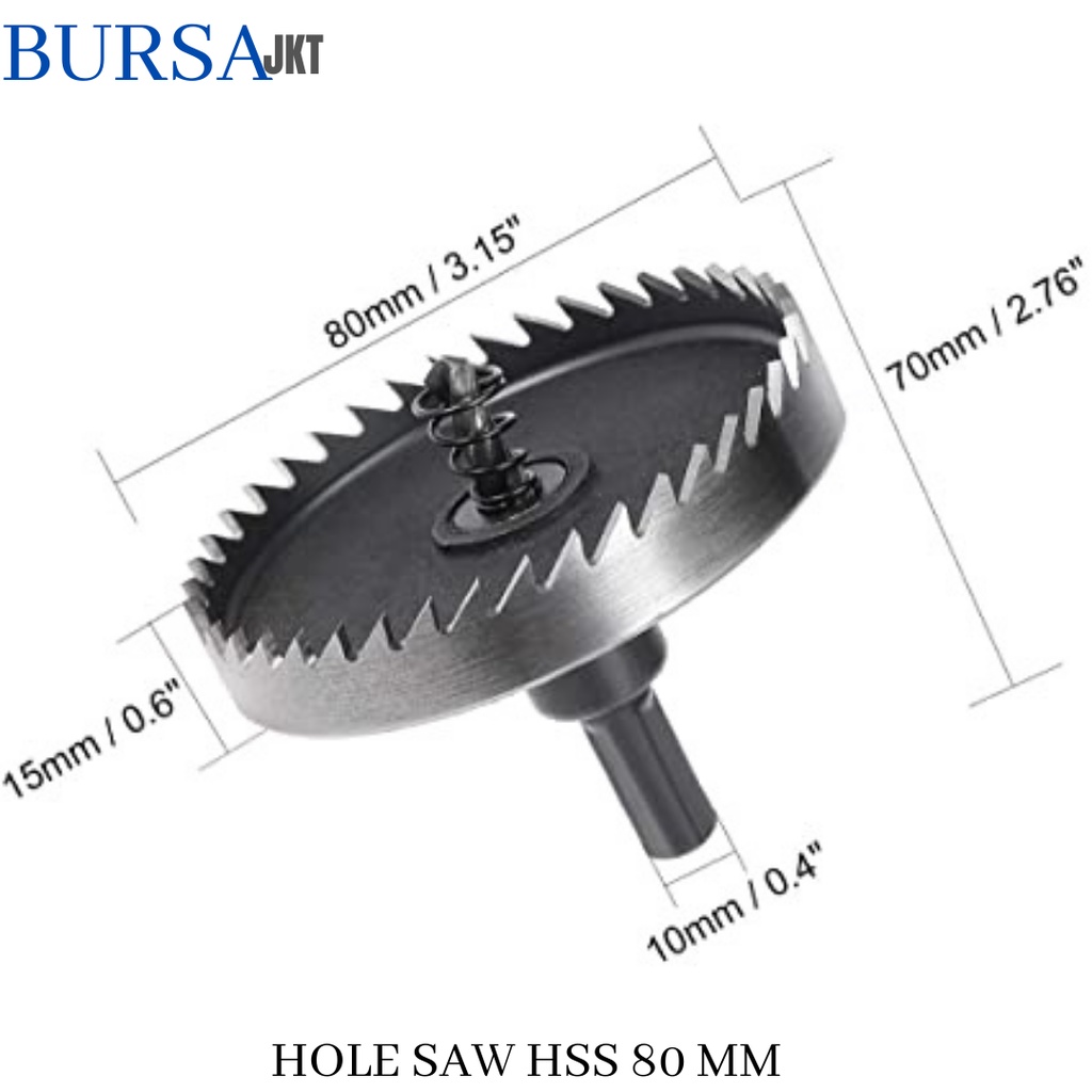 MATA BOR HOLE SAW STAINLESS STEEL PELUBANG BESI PLATE METAL DRILLING LOGAM 80 MM