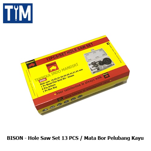 BISON Hole Saw Set 13 PCS / Mata Bor Pelubang Kayu