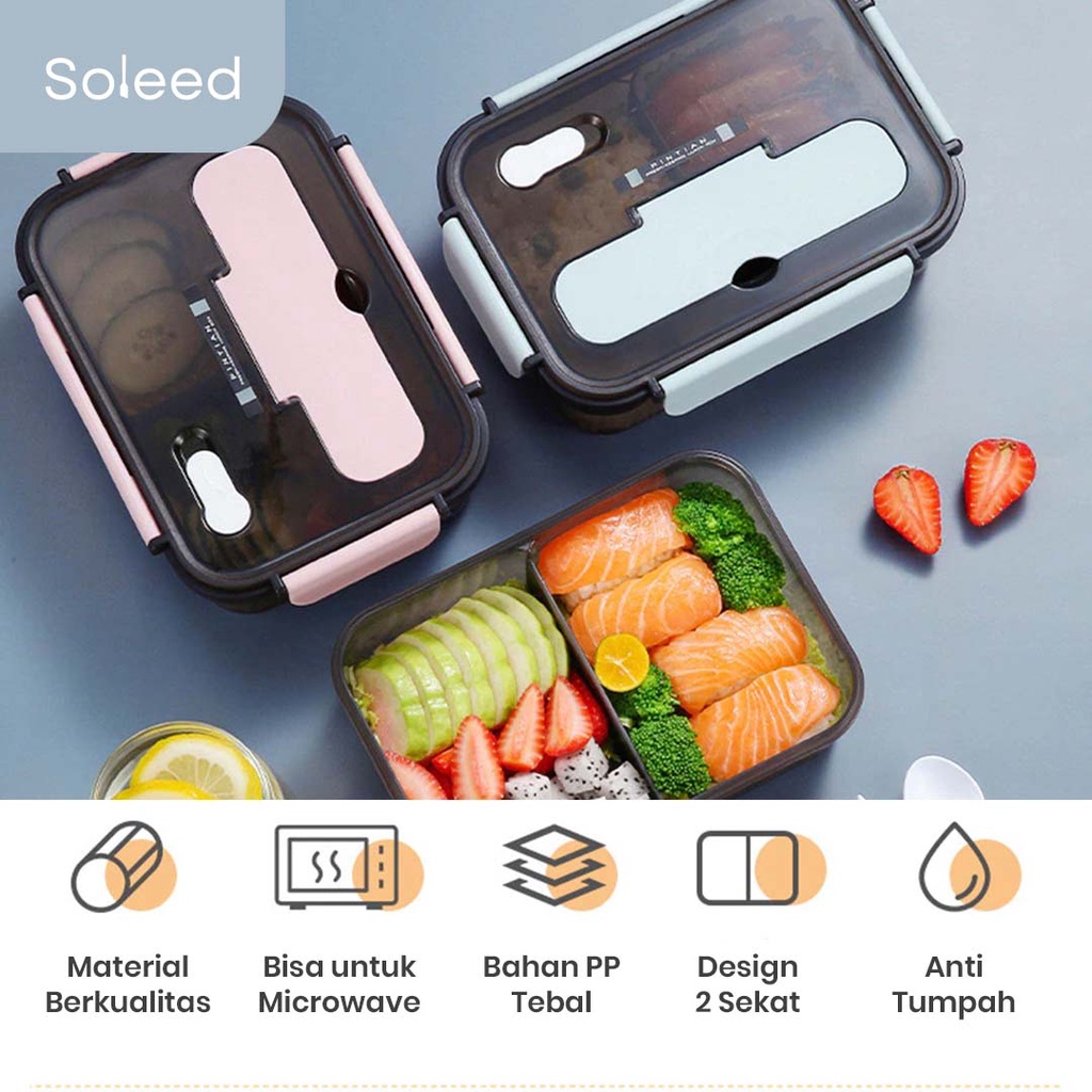 KOTAK MAKAN RANTANG BENTO LUNCH BOX 2 SEKAT 1200ML 2582