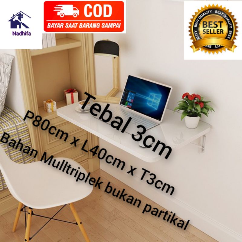 Meja Lipat Dinding minimalis moderen P70/80cm x L40cm x T3cm termurah di meja Lipat Dinding
