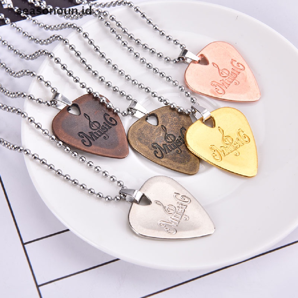 【seasonoun】 Metal Acoustic Electric Guitar Bass Necklace Pick Thin Mediator Pick With Chain .