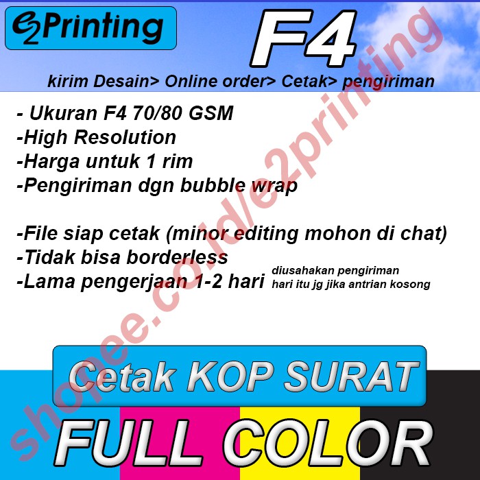 

Print / Cetak Kop Surat Berwarna HVS 70/ 80gr F4