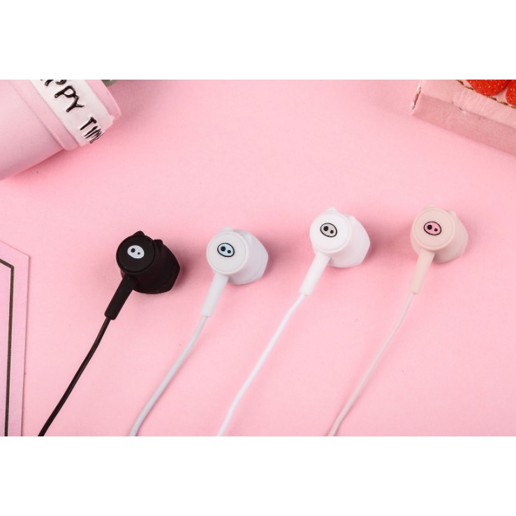 [E-137] Headset Earphone Motif Simple HIDUNG BABI LUCU / Wadah Earphone Motif PIGGY NOSE Unik Elegan