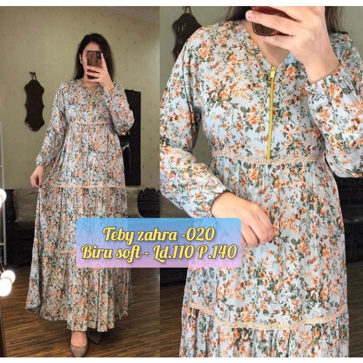 TEBY DASTER ARAB ZAHRA FLOWER RAINBOW SERIES RAYON VISCOSE ALL SIZE ORI-BIRU SOFT 020