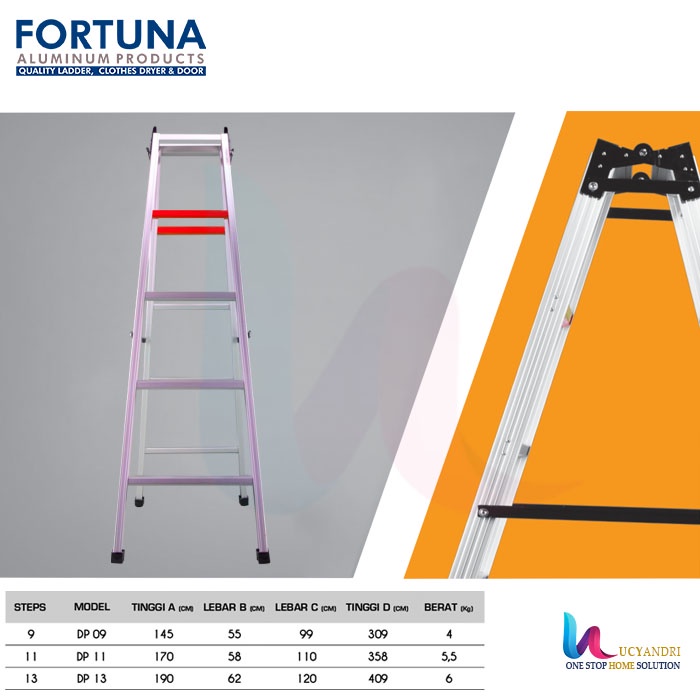TANGGA LIPAT ALUMINIUM PREMIUM FORTUNA ALTIMA DP 11 FREE ONGKIR