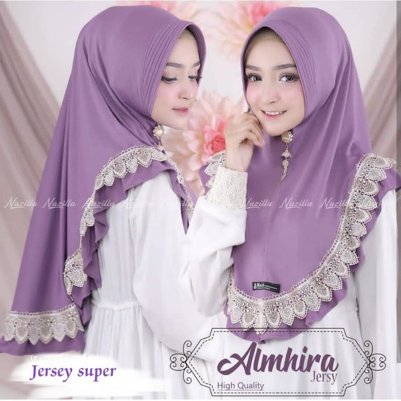 [Uus Hasanah] ALMHIRA ••jilbab instan jersey••hijab instan renda