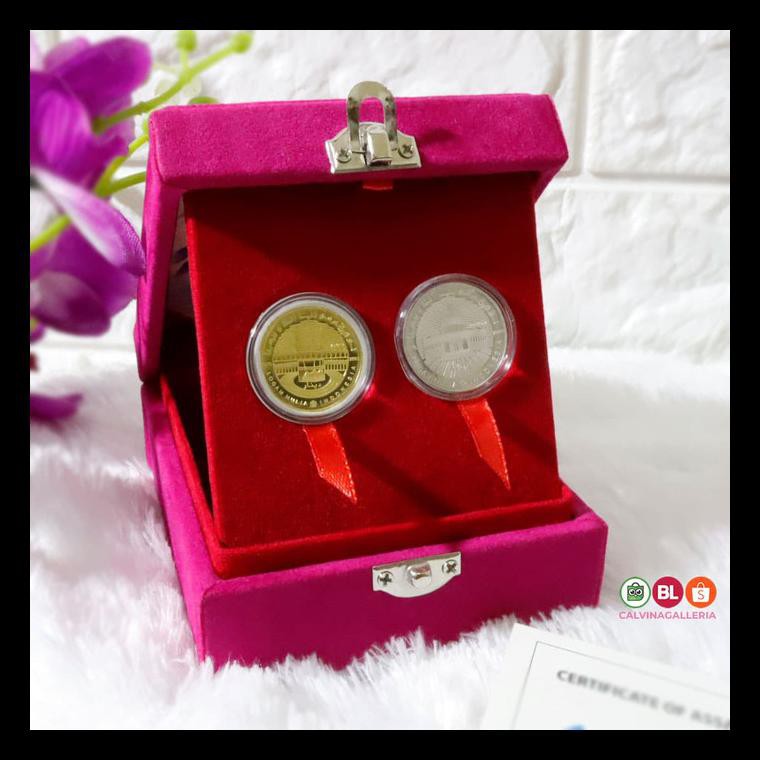 ORI Kotak Mahar Dinar / Box Dinar dan Dirham /Tempat Koin Dinar Emas Antam - Merah Muda