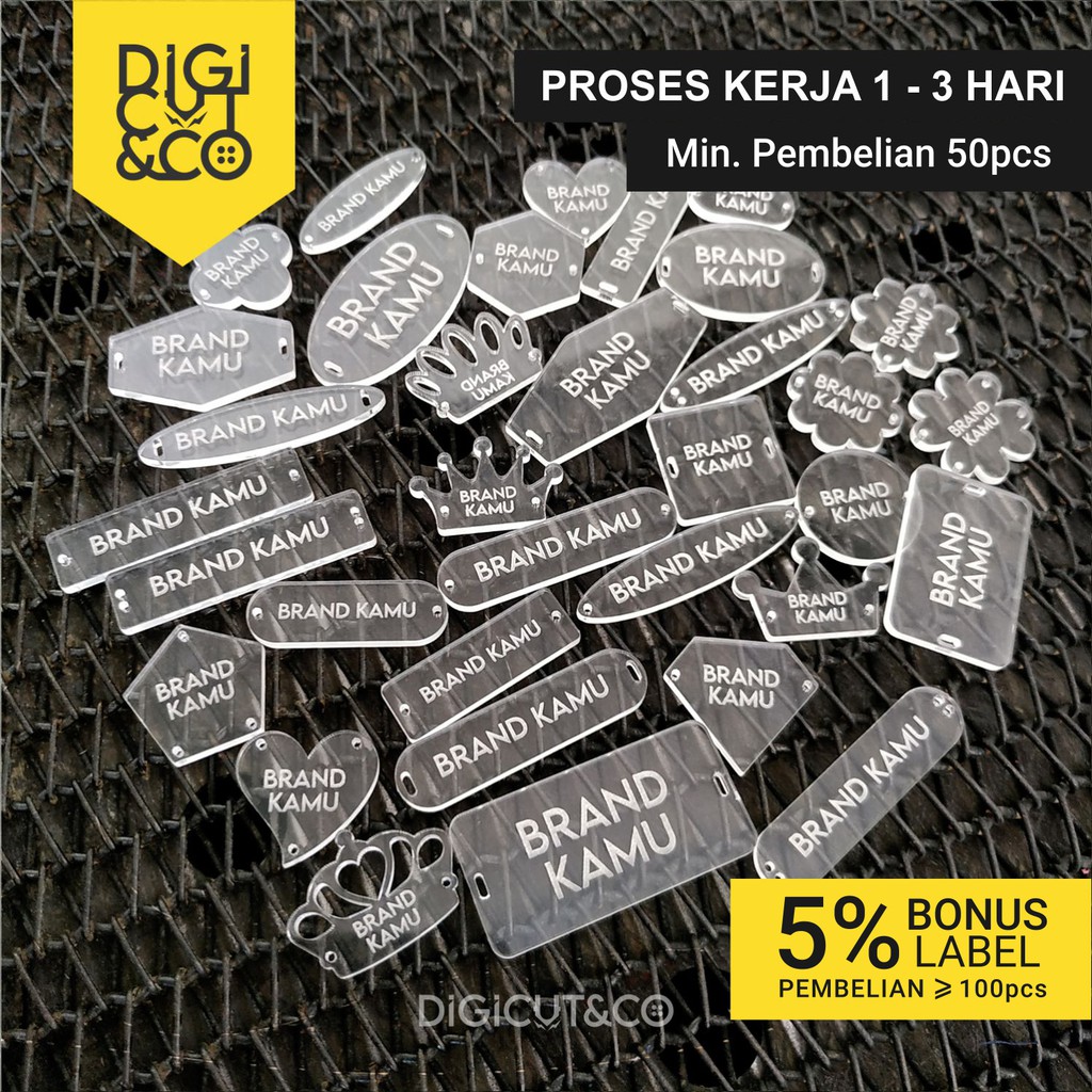 

TERMURAH Label Akrilik BENING | Label Hijab Branding | Custom Cutting Label