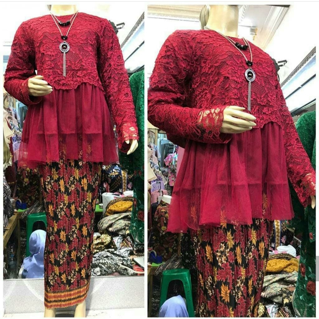 QIA&gt; set alsha kebaya - realpict kebaya modern - kebaya brukat alsha - pakaian wanita terlaris