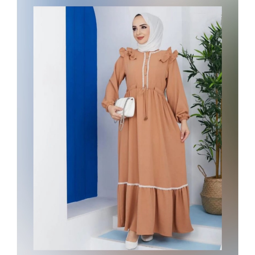 Baju Gamis Ceruty Babydoll Melissa Dress Busui Friendly Gamis Kondangan Modern Baju Wanita Jumbo Fashion Muslim