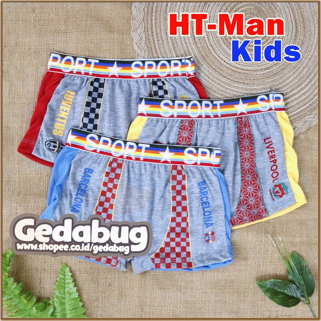( 6 Pcs ) CD Boxer Anak HT - Man Kids Sport 0239 | Motif Cowo Club Bola | Murah Berkualitas