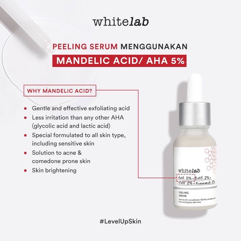 [ORI] Whitelab Peeling Serum dengan AHA BHA PHA Membantu Memperbaiki Masalah Kulit Aman digunakan untuk Pemula &amp; Kulit Sensitif - 15 ML BPOM