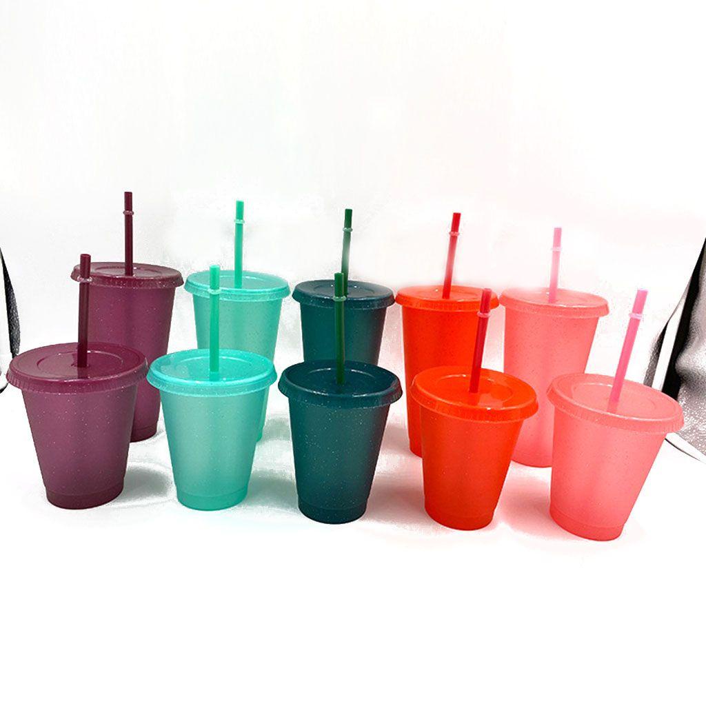 Quinton Straw Drinking Cup Wide Mouth Pilihan Multi Warna Peralatan Minum Reusable Yang Dipersonalisasi Dengan Sedotan, Botol Air Bubuk Flash Tutup