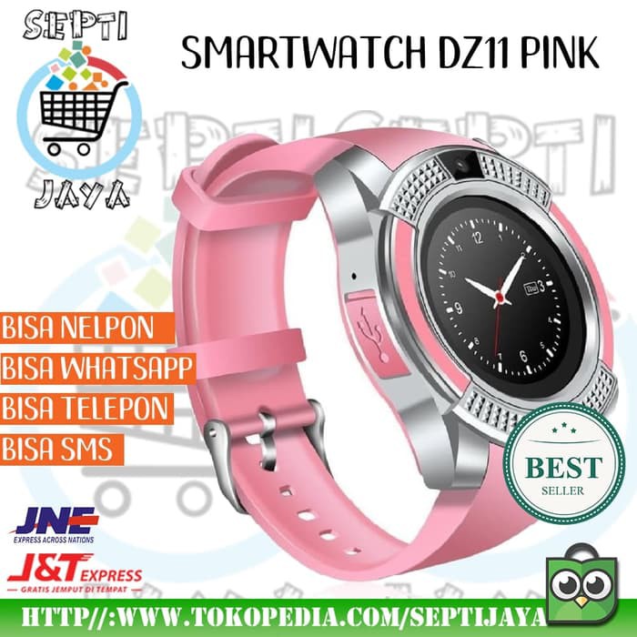 DZ11 Smartwatch Jam Tangan Hp For Android Ios Watch V8 Pink Ping Muda