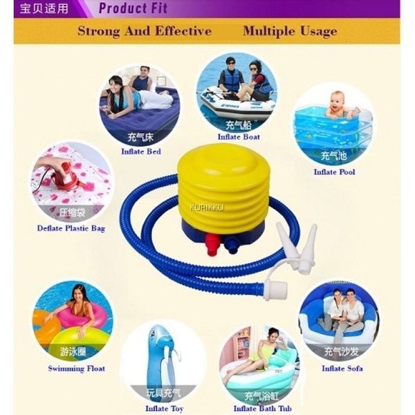 Pompa Ban Renang Manual Injak Kaki Kuning Multifungsi Bola Pompa Kolam Renang Balon Pump