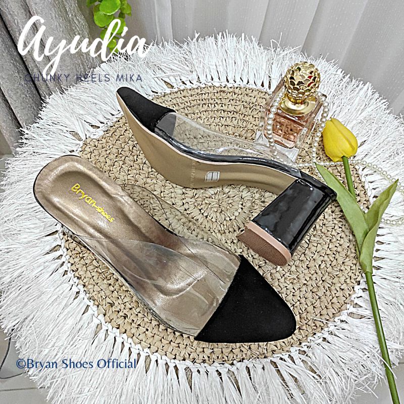 Bryan Ayudia Mules Style Heels 8cm Suede Beludru Tahu glossy Jumbo Bigsize Oversize 36-40 41 42 43