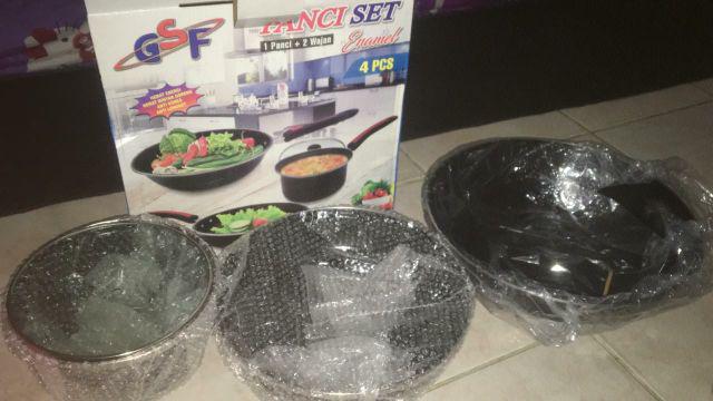 Panci Wajan Set Enamel Gsf G-2630 1 Panci + 2 Wajan