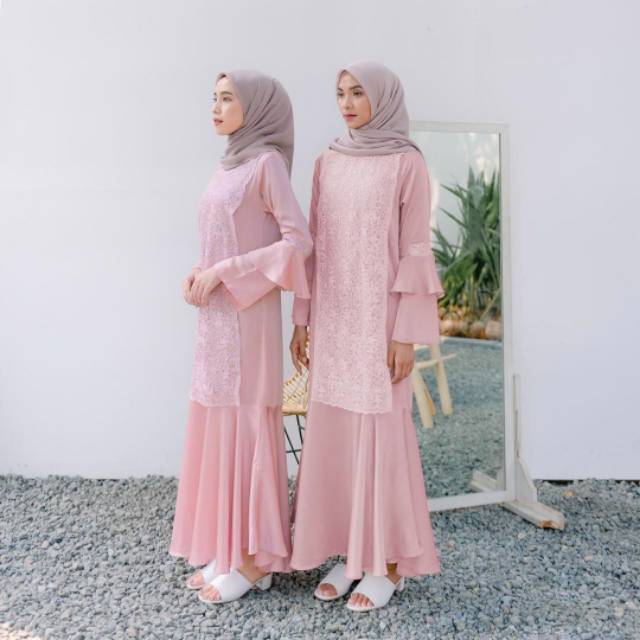 NEW Kirana Dress Vanilla Hijab M Peach Salem
