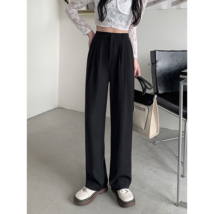 XIAOZHAINV Celana Wanita Korean Style High Waist Loose Pants 0035