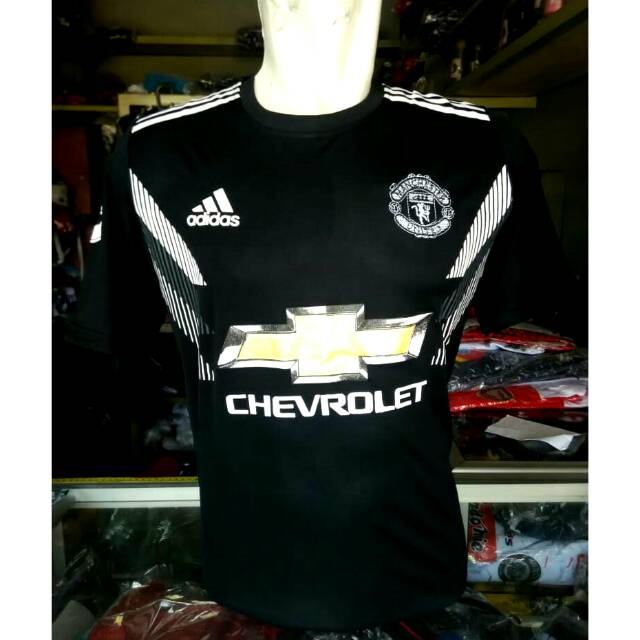 Jersey kaos baju bola manchester united hitam new