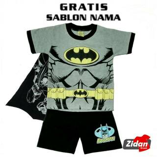  BAJU  KAOS ANAK KOSTUM BATMAN DAN SAYAP CUSTOM NAMA  GRATIS 