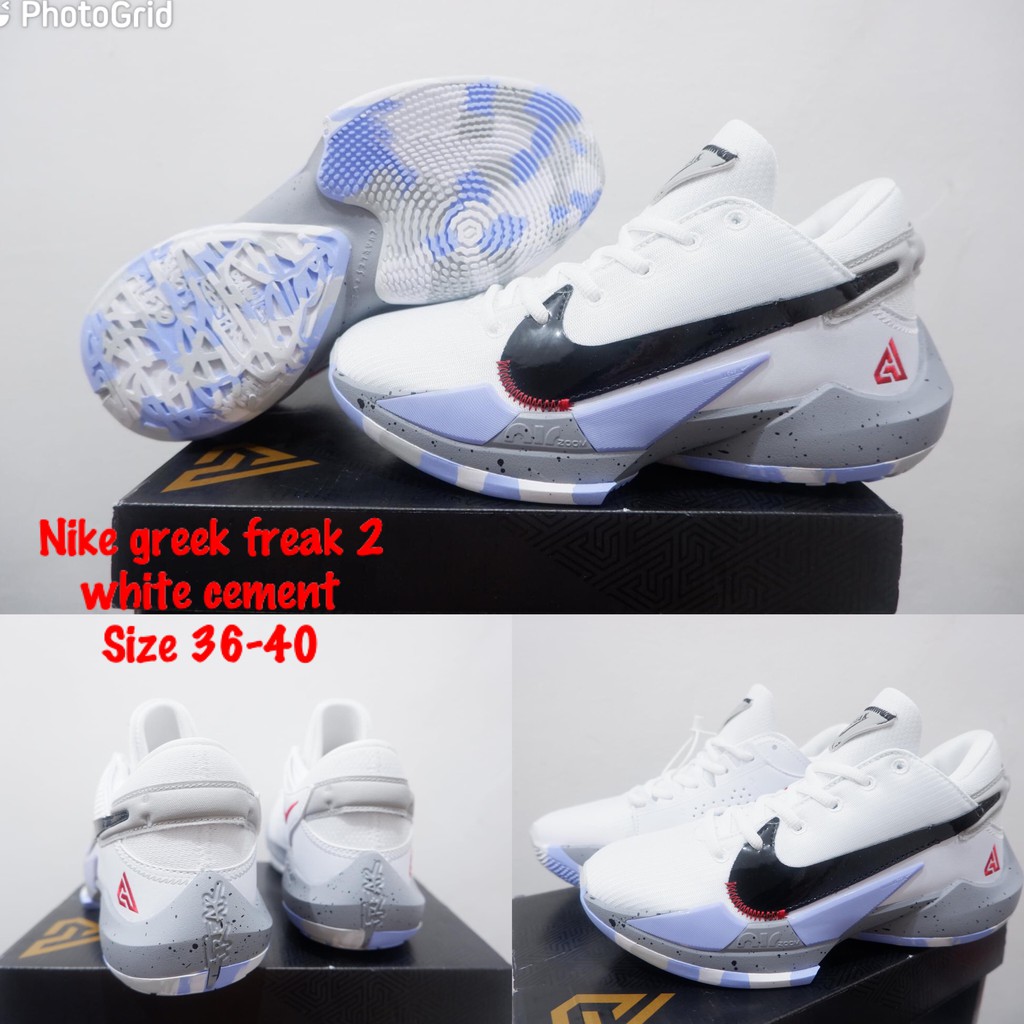 SEPATU BASKET ANAK NIKE ZOOM GREEK FREAK 2 LOW WHITE CEMENT GS KIDS YOUTH