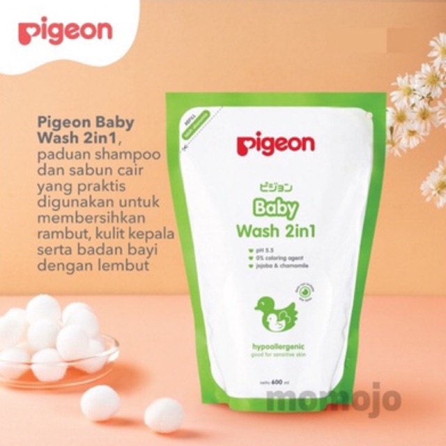 PIGEON Baby Wash 2 in 1 Chamomile Botol | Refill Shampoo &amp; Sabun Cair Bayi