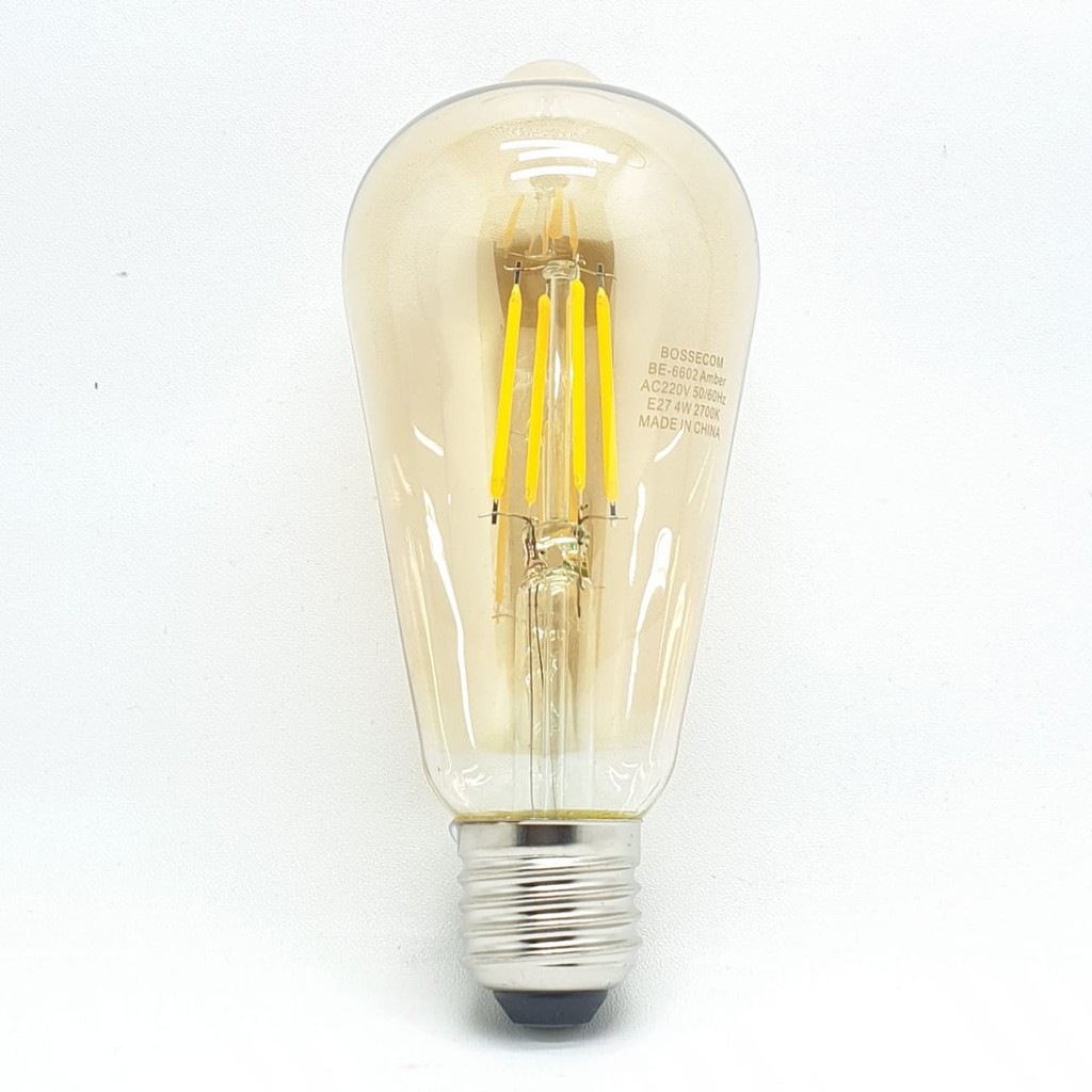 BSC BE-6602 4W E27 ST64 2700K Kuning Amber Lampu Led Filamen Edison Cafe