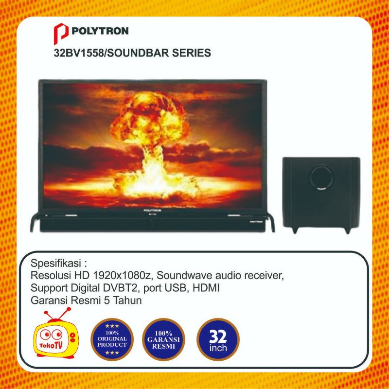 TV LED POLYTRON 32 INCH PLD 32BV1558 digital soundbar